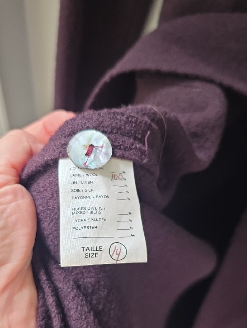 Muriel Dombret - Canadian Fashion Designer Wool Long Peacoat in Dark Plum - Picture 7 of 8